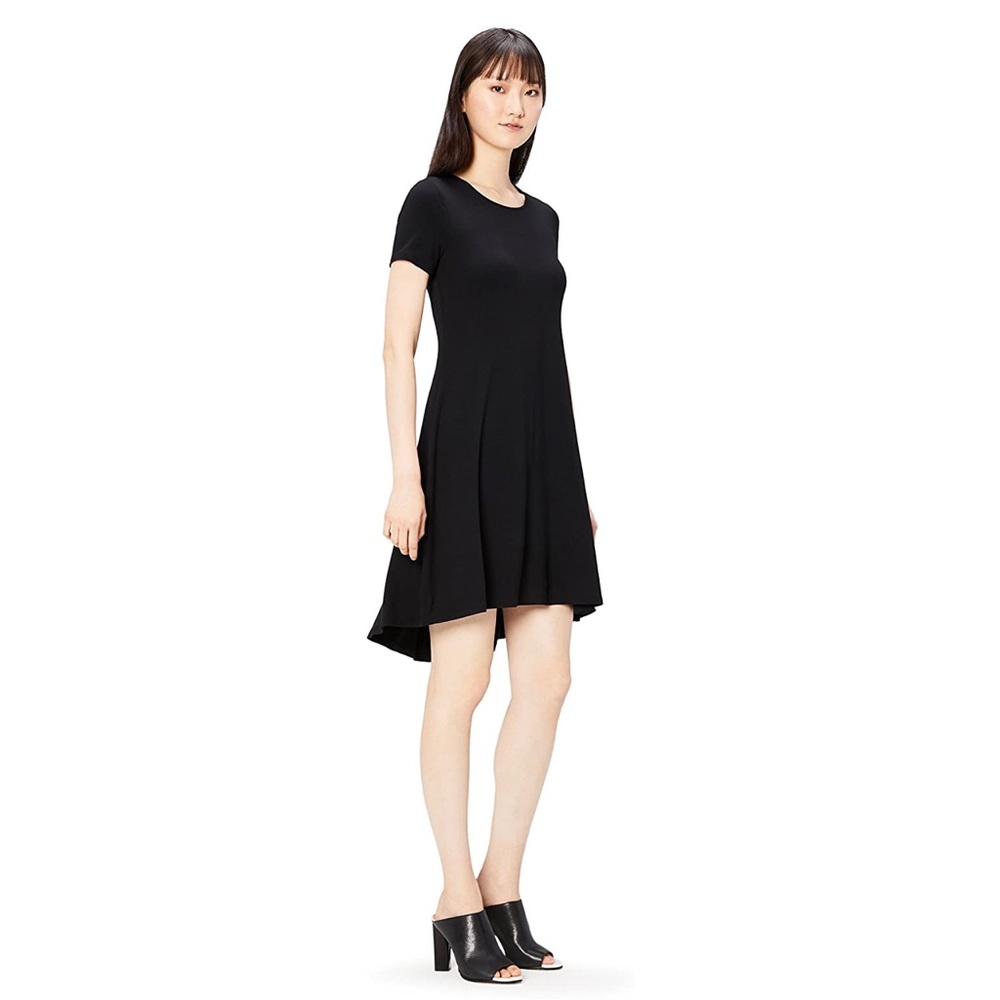 Women's Jersey Short Sleeve Crew Neck Dress black